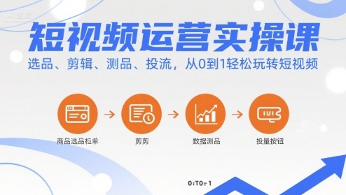 短视频运营实操课,选品、剪辑、测品、投流,从0到1轻松玩转短视频-梦清研习社