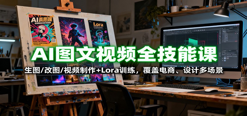 AI图文视频全技能课：生图/改图/视频制作+Lora训练，覆盖电商 、设计多场景-梦清研习社