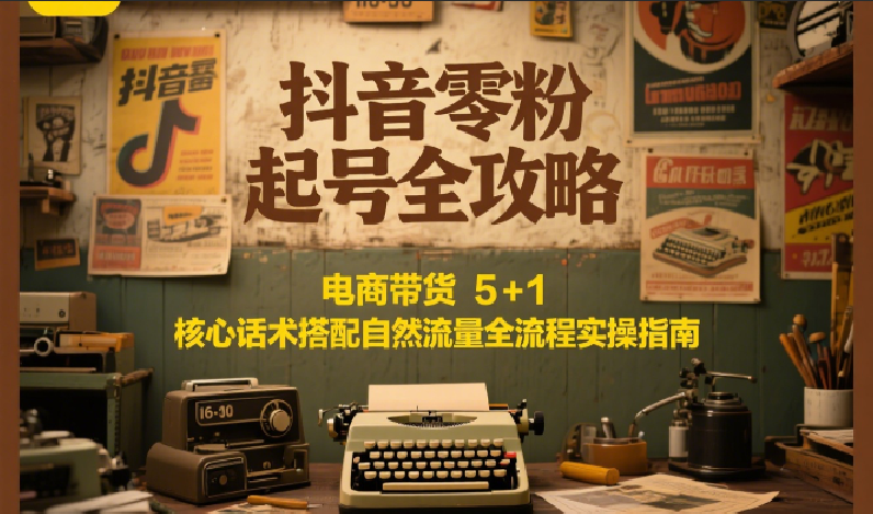 抖音零粉起号全攻略：电商带货 5+1 核心话术搭配自然流量全流程实操指南-梦清研习社