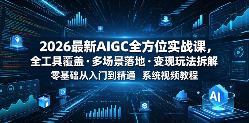 2026最新AIGC全方位实战课，全工具覆盖・多场景落地・变现玩法拆解，零基础从入门到精通系统视频教程-梦清研习社