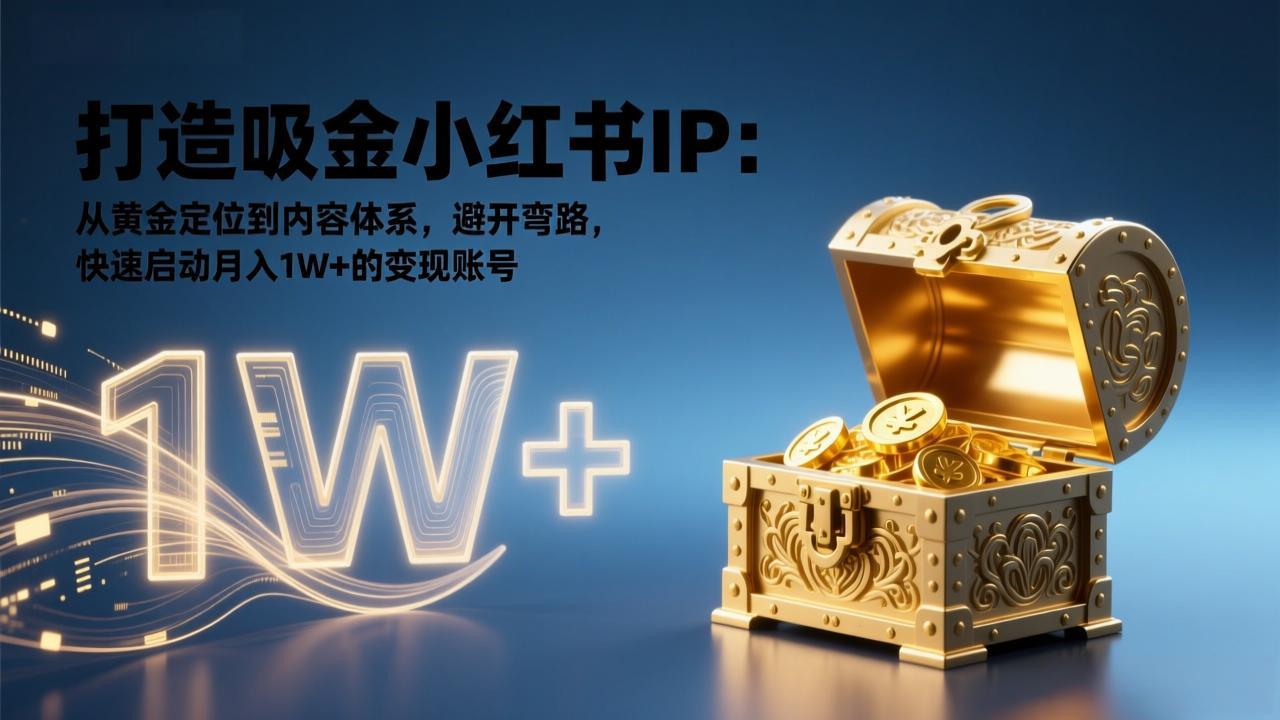 打造吸金小红书IP：从黄金定位到内容体系，避开弯路，快速启动月入1W+的变现账号-梦清研习社