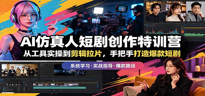 AI仿真人短剧创作特训营：从工具实操到剪辑拉片，手把手打造爆款短剧-梦清研习社