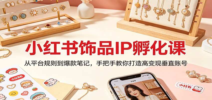 小红书饰品IP孵化课：从平台规则到爆款笔记，手把手教你打造高变现垂直账号-梦清研习社