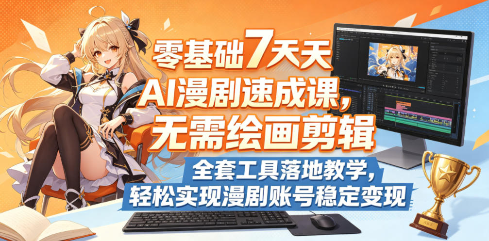 零基础7天AI漫剧速成课，无需绘画剪辑，全套工具落地教学，轻松实现漫剧账号稳定变现-梦清研习社