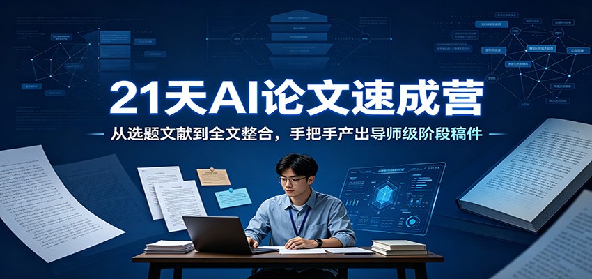21天AI论文速成营：从选题文献到全文整合，手把手产出导师级阶段稿件-梦清研习社