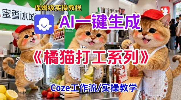 Coze扣子工作流一键生成胖橘猫打工短视频,保姆级实操搭建教学-梦清研习社