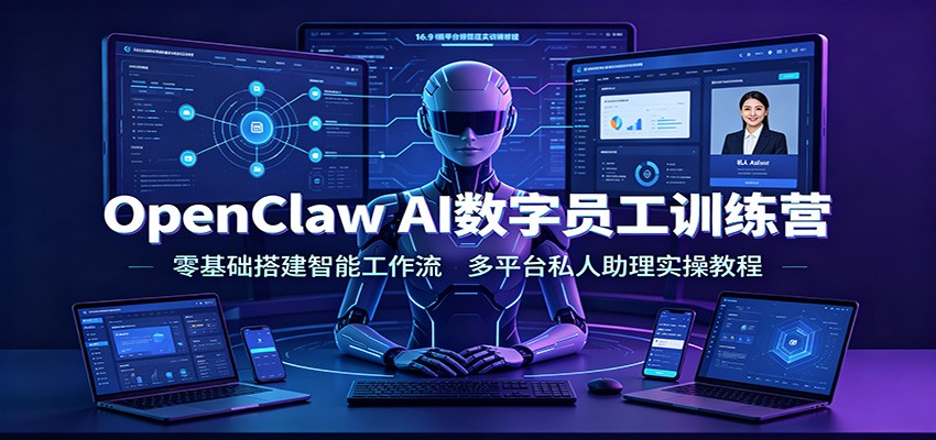 OpenClaw AI数字员工训练营:零基础搭建智能工作流,多平台私人助理实操教程-梦清研习社