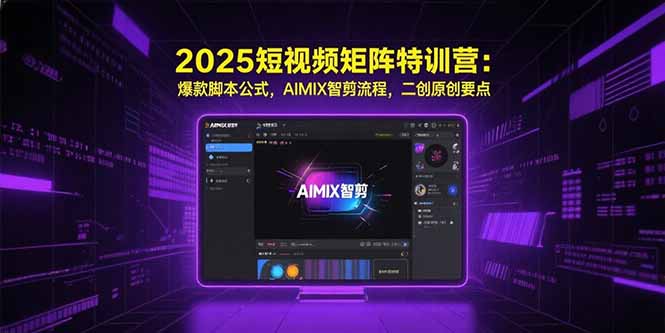 2025短视频矩阵特训营：爆款脚本公式，AIMIX智剪流程，二创原创要点-梦清研习社