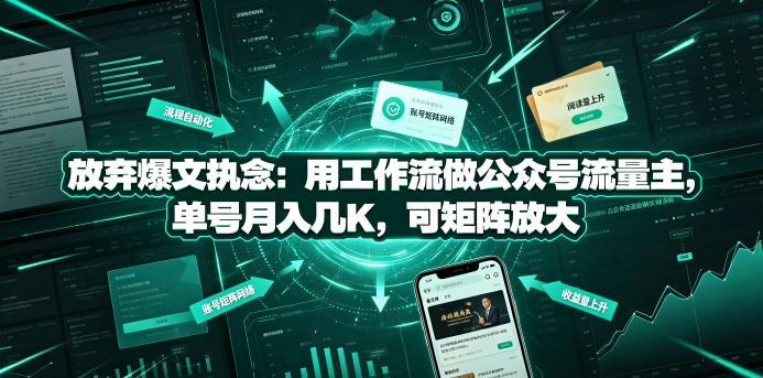 放弃爆文执念：用工作流做公众号流量主，单号月入几K，可矩阵放大-梦清研习社