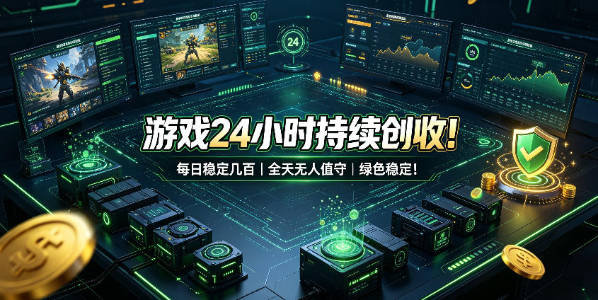 游戏24小时持续创收！每日稳定几百，全天无人值守，绿色稳定！【揭秘】-梦清研习社