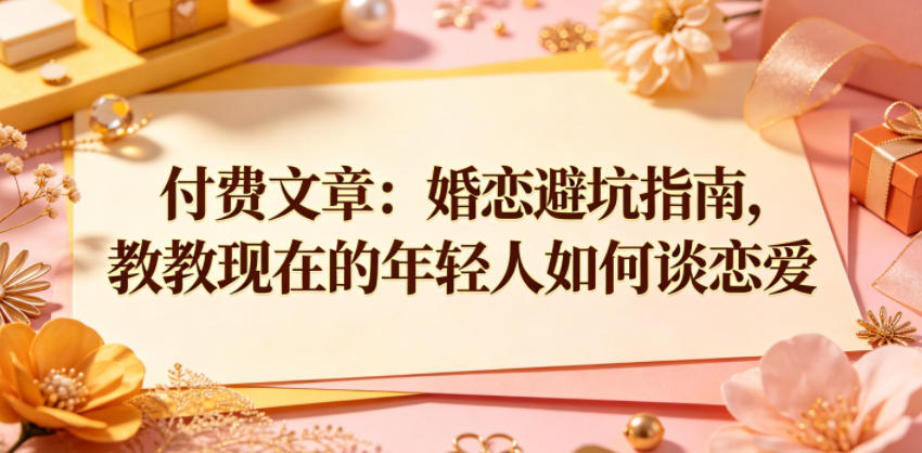 付费文章：婚恋避坑指南，教教现在的年轻人如何谈恋爱-梦清研习社