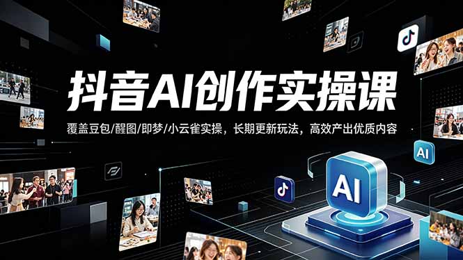 抖音AI创作变现课，覆盖豆包/醒图/即梦/小云雀实操，长期更新玩法，高效产出优质内容-梦清研习社