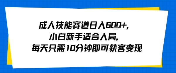 成人技能赛道日入多张，小白新手适合入局，每天只需10分钟即可获客变现-梦清研习社