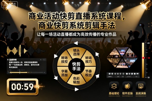 商业活动快剪直播系统课程,商业快剪系统剪辑手法-梦清研习社