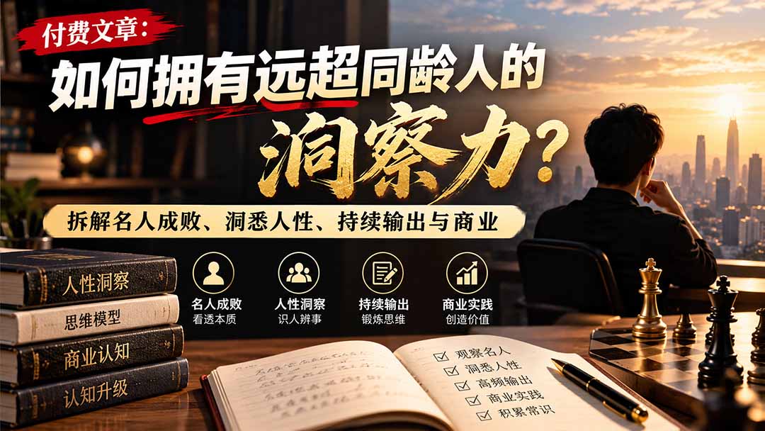 付费文章：如何拥有远超同龄人的洞察力？拆解名人成败、洞悉人性、持续输出与商业实践-梦清研习社
