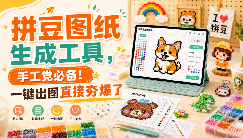 拼豆图纸生成工具，手工党必备！一键出图直接夯爆了-梦清研习社