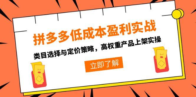 拼多多低成本盈利实战，类目选择与定价策略，高权重产品上架实操-梦清研习社