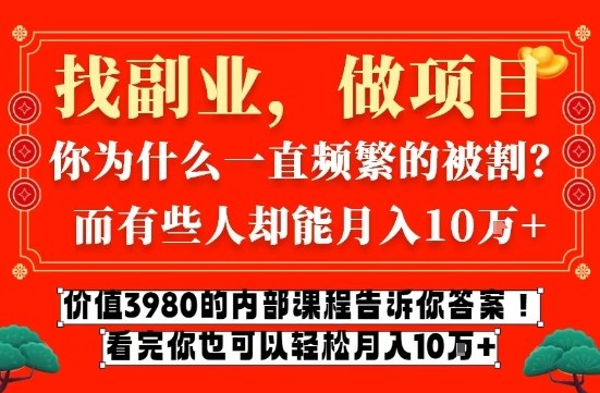 价值3980的网创内部课程,告诉你互联网创业月入10个W的秘密【揭秘】-梦清研习社