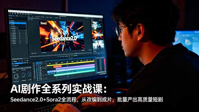 AI剧作全系列实战课：Seedance2.0+Sora2全流程，从改编到成片，批量产出高质量短剧-梦清研习社