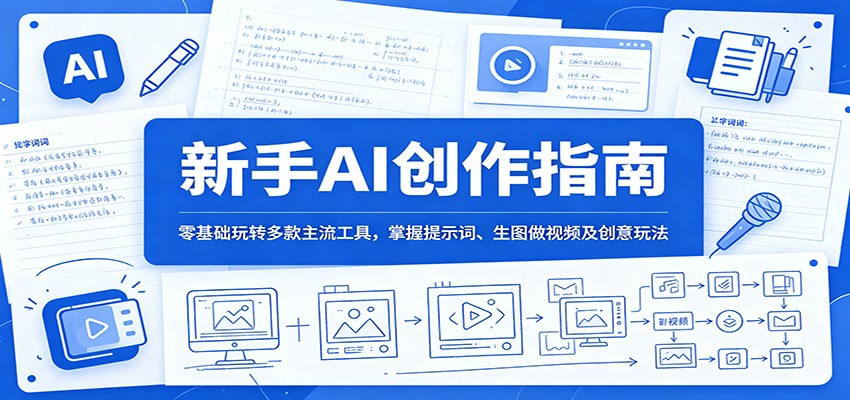 新手AI创作指南：零基础玩转多款主流工具，掌握提示词、生图做视频及创意玩法-梦清研习社
