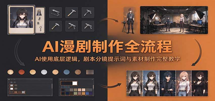 AI漫剧制作全流程：AI使用底层逻辑，剧本分镜提示词与素材制作完整教学-梦清研习社