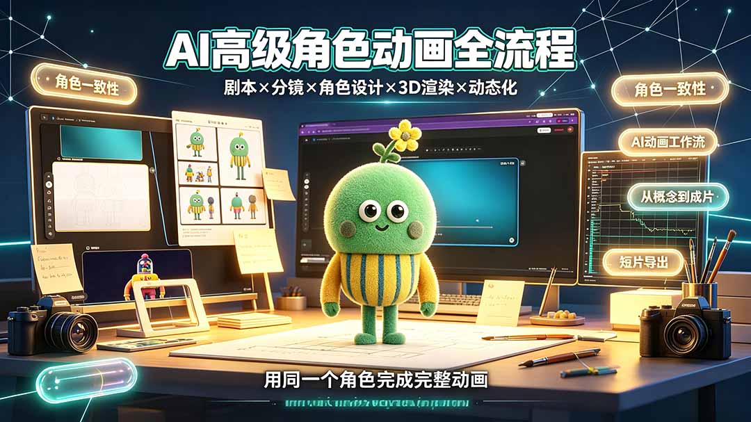 AI高级角色动画全流程：剧本×分镜×角色设计×3D渲染×动态化，从概念到成片一站式教学-梦清研习社