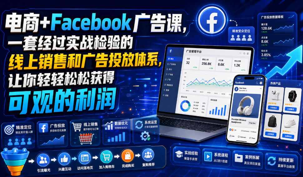 电商+Facebook广告课，一套经过实战检验的线上销售和广告投放体系，让你轻轻松松获得可观的利润【原创双语字幕】-梦清研习社