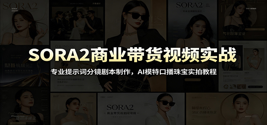 SORA2商业带货视频实战：专业提示词分镜剧本制作，AI模特口播珠宝实拍教程-梦清研习社