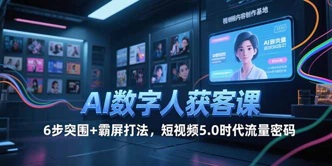 AI数字人获客课，6步突围+霸屏打法，短视频5.0时代流量密码-梦清研习社