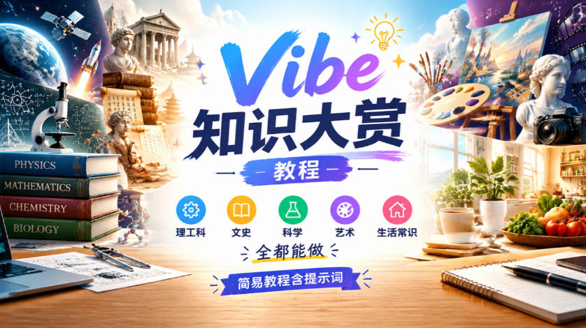 Vibe知识大赏教程,理工科、文史、科学、艺术、生活常识全都能做,简易教程含提示词(更新1025)-梦清研习社