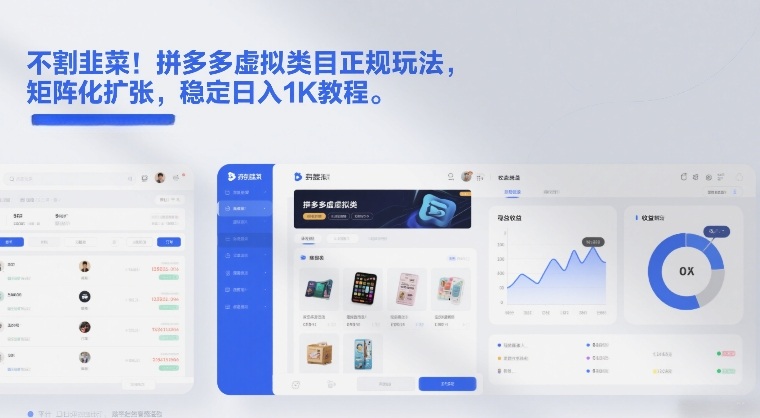 不割韭菜！拼多多虚拟类目正规玩法，矩阵化扩张，稳定日入1K教程【揭秘】-梦清研习社