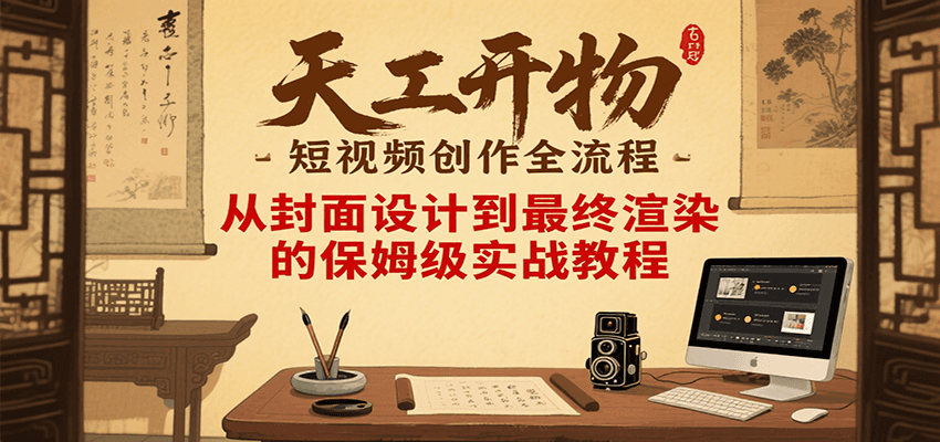 天工开物短视频创作全流程，从封面设计到最终渲染的保姆级实战教程-梦清研习社