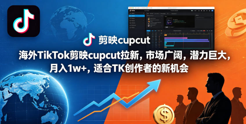 海外TikTok剪映cupcut拉新，市场广阔，潜力巨大，月入1w+，适合TK创作者的新机会-梦清研习社