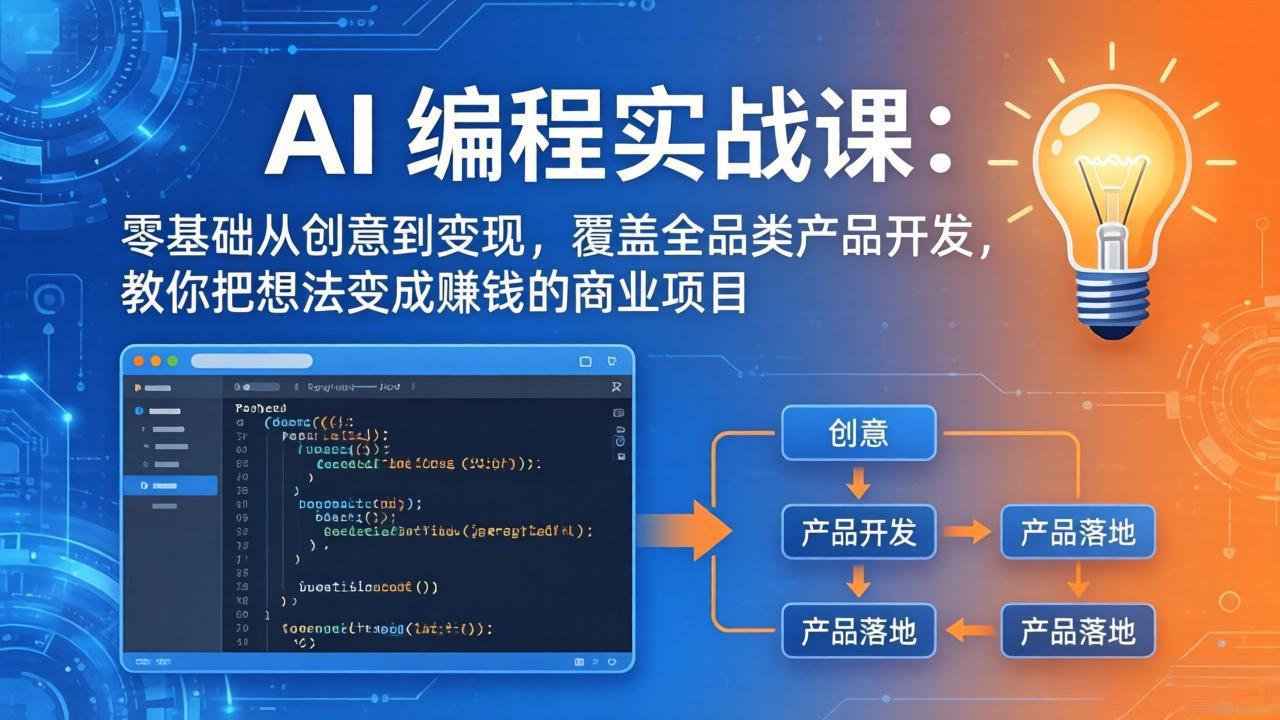 AI编程实战课-第三期-5月更新：零基础从创意到变现，覆盖全品类产品开发，把想法变成赚钱项目-梦清研习社