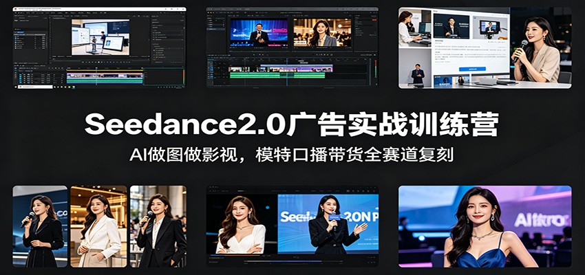 Seedance2.0广告实战训练营：AI做图做影视，模特口播带货全赛道复刻-梦清研习社