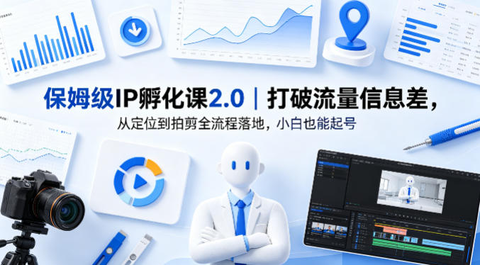 保姆级IP孵化课2.0｜打破流量信息差，从定位到拍剪全流程落地，小白也能起号-梦清研习社