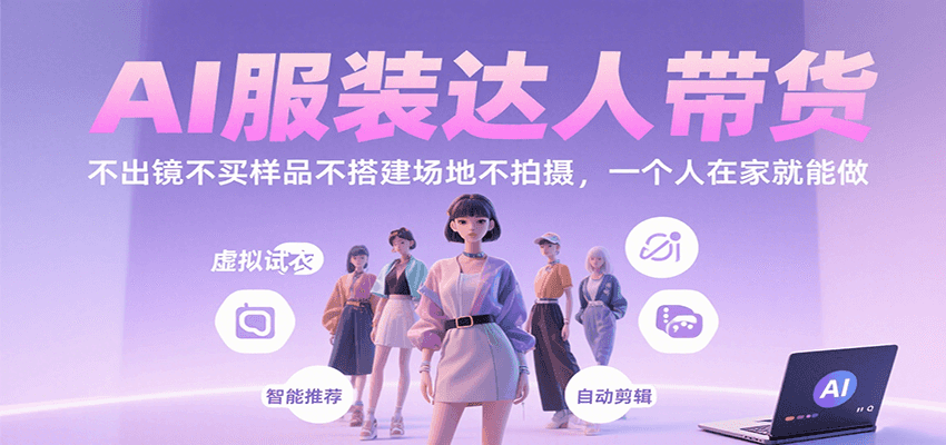 AI服装达人带货,不出镜不买样品不搭建场地不拍摄,一个人在家就能做-梦清研习社