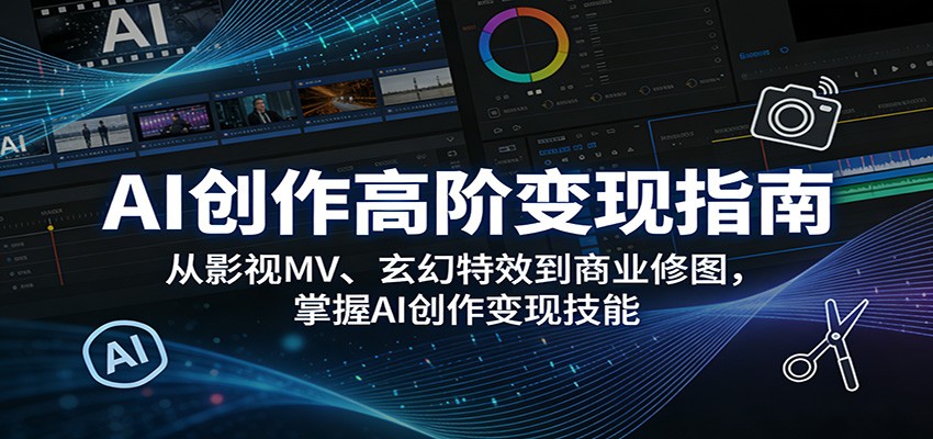 AI创作高阶变现指南:从影视MV、玄幻特效到商业修图,掌握AI创作变现技能-梦清研习社