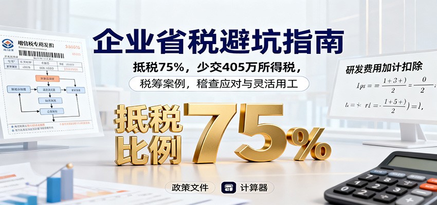 企业省税避坑指南：抵税75%，少交405万所得税，税筹案例，稽查应对与灵活用工-梦清研习社