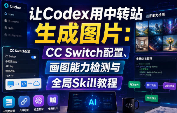 让Codex用中转站生成图片:CC Switch配置、画图能力检测与全局Skill教程-梦清研习社