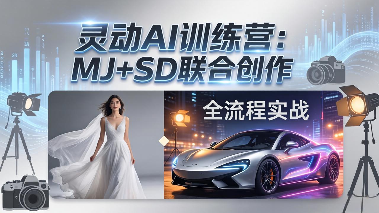 灵动AI训练营-3.0课程：MJ+SD联合创作，从婚纱大片到汽车广告，摄影后期全流程实战-梦清研习社
