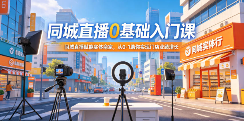 同城直播0基础入门课，同城直播赋能实体商家，从0-1助你实现门店业绩增长-梦清研习社