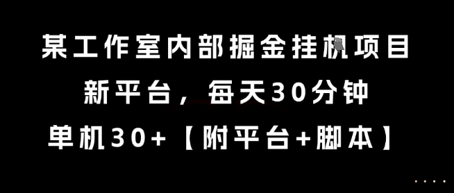 某工作室内部掘金挂G项目，新平台，每天30分钟，单机30+【揭秘】-梦清研习社