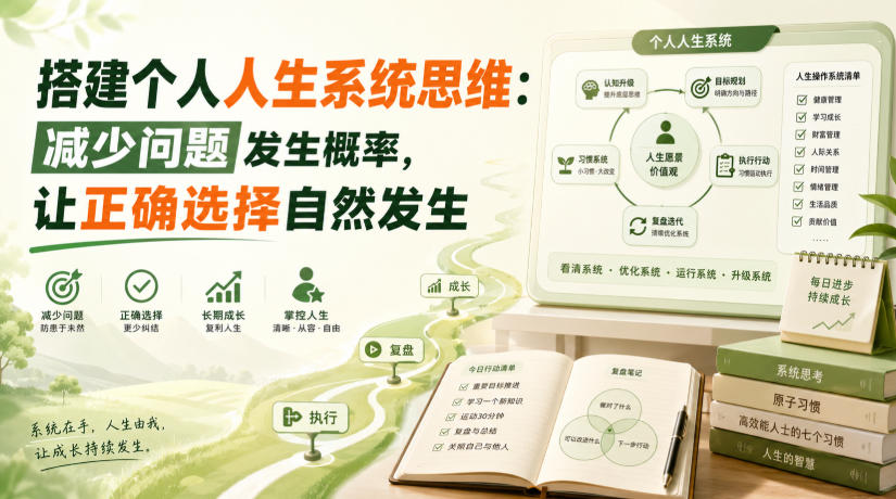 付费文章：搭建个人人生系统思维：减少问题发生概率，让正确选择自然发生-梦清研习社