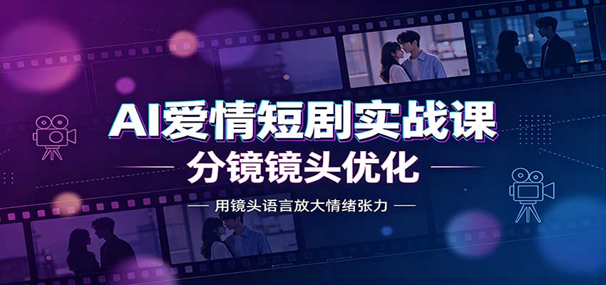 AI爱情短剧实战课：故事剧本创作，分镜镜头优化，智能体提示词-梦清研习社