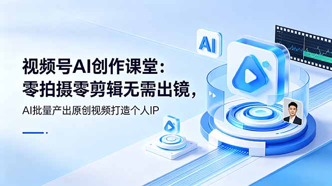 视频号AI创作课堂：零拍摄零剪辑无需出镜，AI批量产出原创视频打造个人IP-梦清研习社