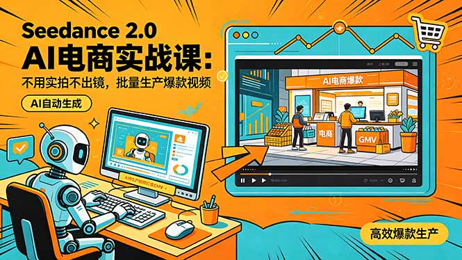 Seedance 2.0 AI电商实战课：不用实拍不出镜，批量生产爆款视频打爆GMV-梦清研习社