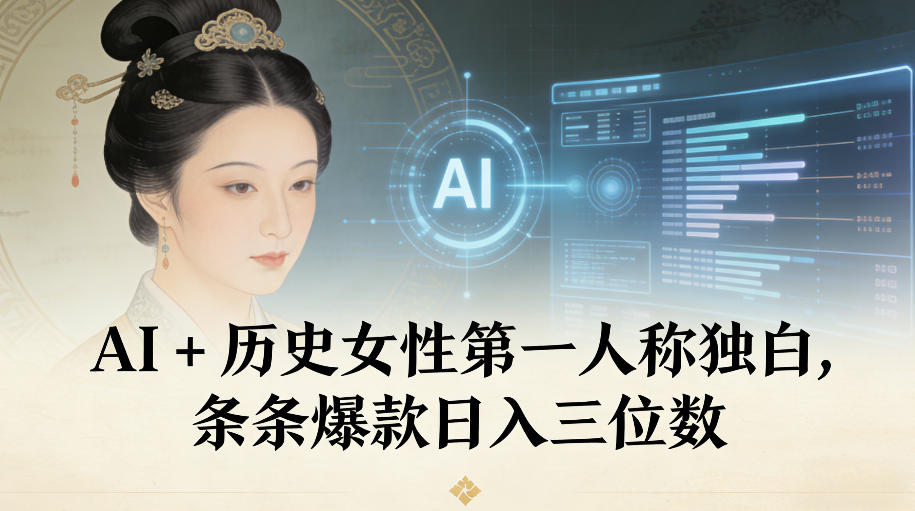 AI+历史女性第一人称独白，条条爆款日入三位数-梦清研习社