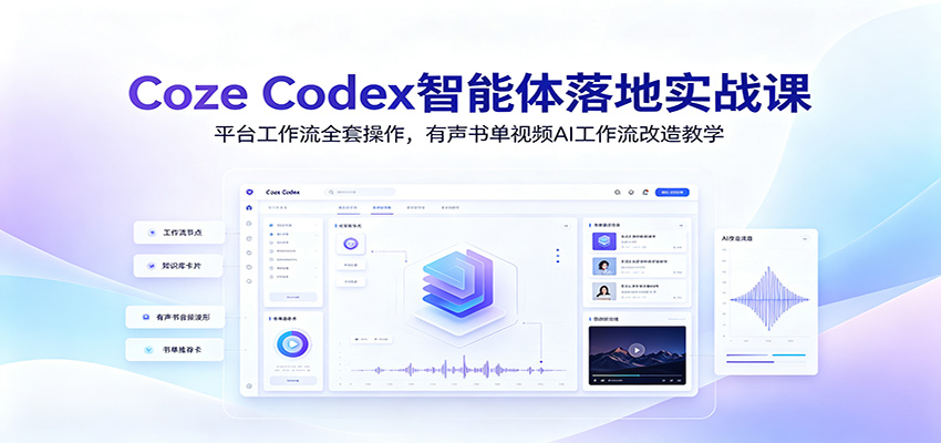 Coze Codex智能体落地实战课：平台工作流全套操作，有声书单视频AI工作流改造教学-梦清研习社
