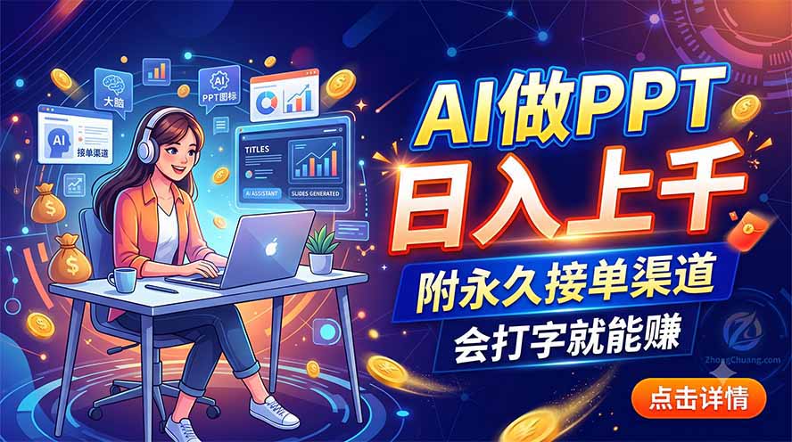 AI做PPT日入上千，附永久接单渠道，会打字就能赚-梦清研习社